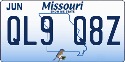 MO license plate QL9Q8Z