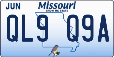 MO license plate QL9Q9A