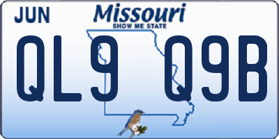 MO license plate QL9Q9B