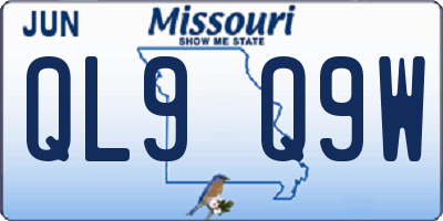 MO license plate QL9Q9W