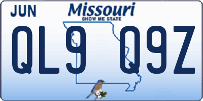 MO license plate QL9Q9Z