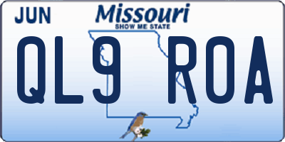 MO license plate QL9R0A