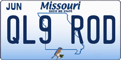 MO license plate QL9R0D