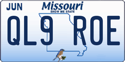 MO license plate QL9R0E