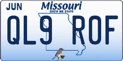 MO license plate QL9R0F