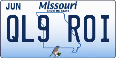 MO license plate QL9R0I