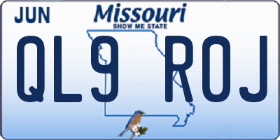 MO license plate QL9R0J