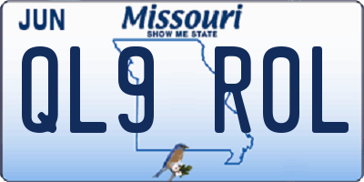 MO license plate QL9R0L