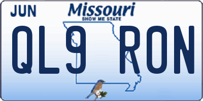 MO license plate QL9R0N