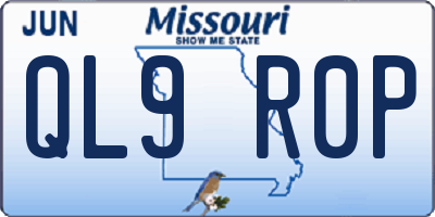 MO license plate QL9R0P