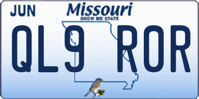 MO license plate QL9R0R