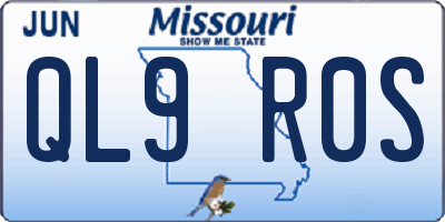 MO license plate QL9R0S