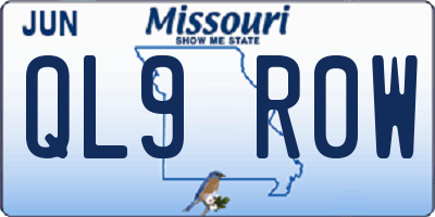 MO license plate QL9R0W