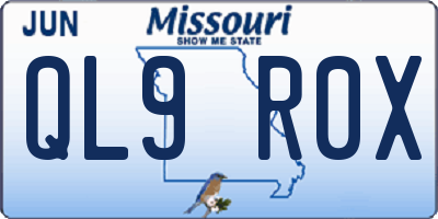 MO license plate QL9R0X