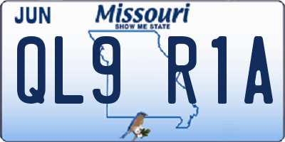 MO license plate QL9R1A