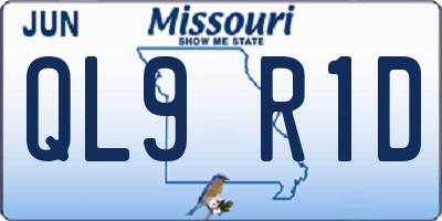 MO license plate QL9R1D
