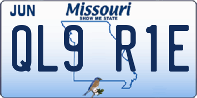 MO license plate QL9R1E