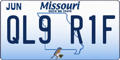 MO license plate QL9R1F