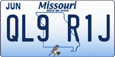 MO license plate QL9R1J