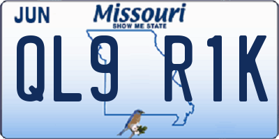 MO license plate QL9R1K