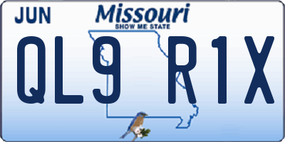 MO license plate QL9R1X