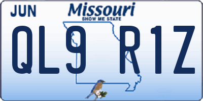 MO license plate QL9R1Z