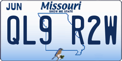 MO license plate QL9R2W