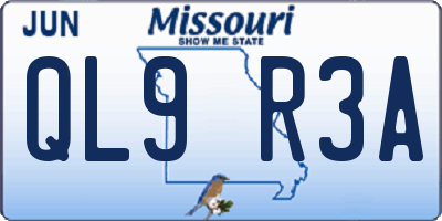 MO license plate QL9R3A