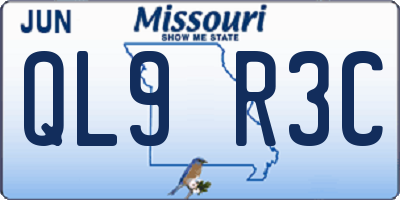 MO license plate QL9R3C