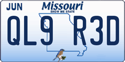 MO license plate QL9R3D
