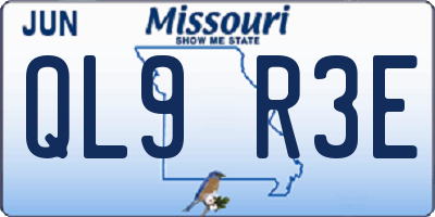 MO license plate QL9R3E
