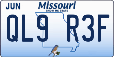 MO license plate QL9R3F