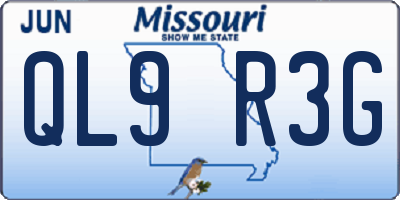 MO license plate QL9R3G