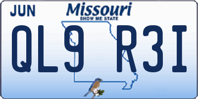 MO license plate QL9R3I