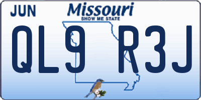 MO license plate QL9R3J