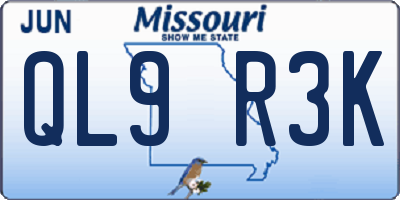 MO license plate QL9R3K