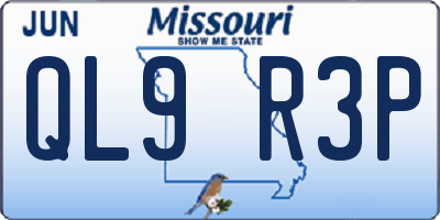 MO license plate QL9R3P