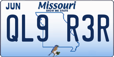 MO license plate QL9R3R