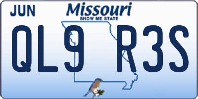 MO license plate QL9R3S