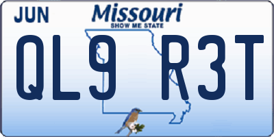 MO license plate QL9R3T