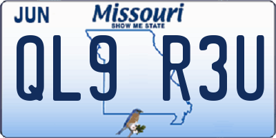 MO license plate QL9R3U