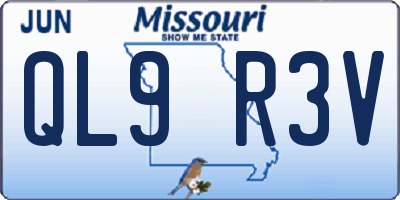 MO license plate QL9R3V