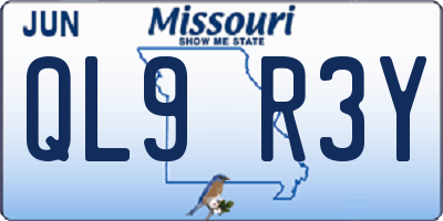 MO license plate QL9R3Y