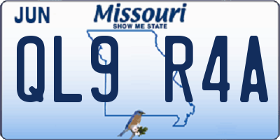 MO license plate QL9R4A