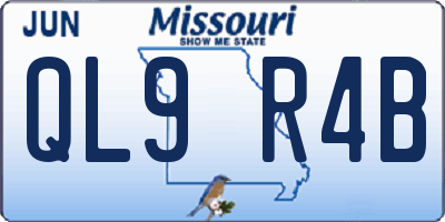 MO license plate QL9R4B