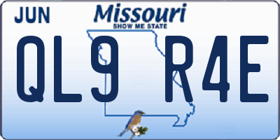 MO license plate QL9R4E