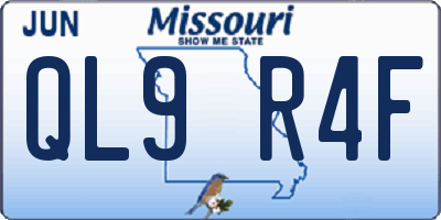 MO license plate QL9R4F