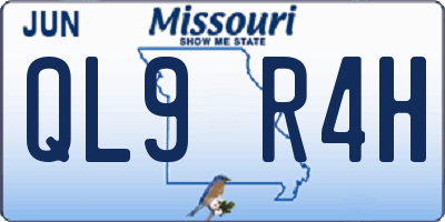 MO license plate QL9R4H