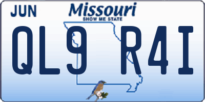 MO license plate QL9R4I