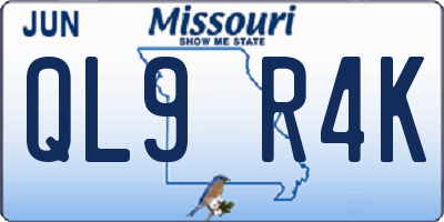 MO license plate QL9R4K
